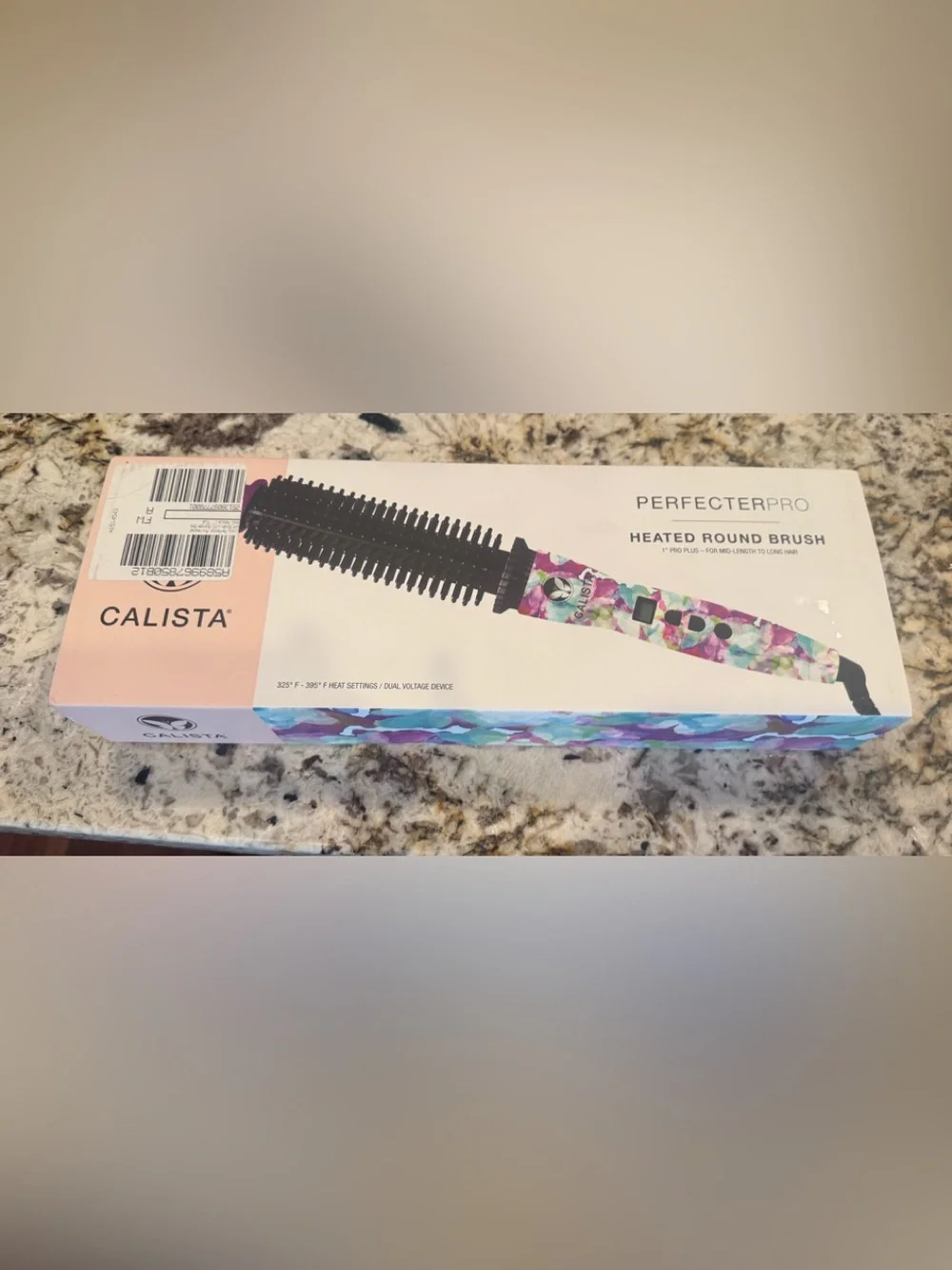 Calista Pink Floral Heated Round Brush for Women 1” pro plus.